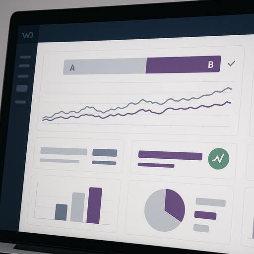 VWO platform dashboard showing A/B testing interface with clear analytics visualizations and experiment results for digital experience optimization