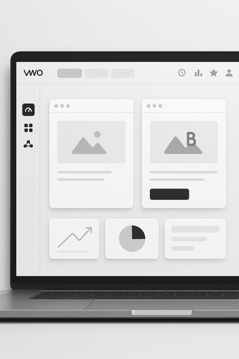 VWO platform interface showing experimentation and optimization features with clean, minimalist design VWO platform interface showing experimentation and optimization features with clean, minimalist design