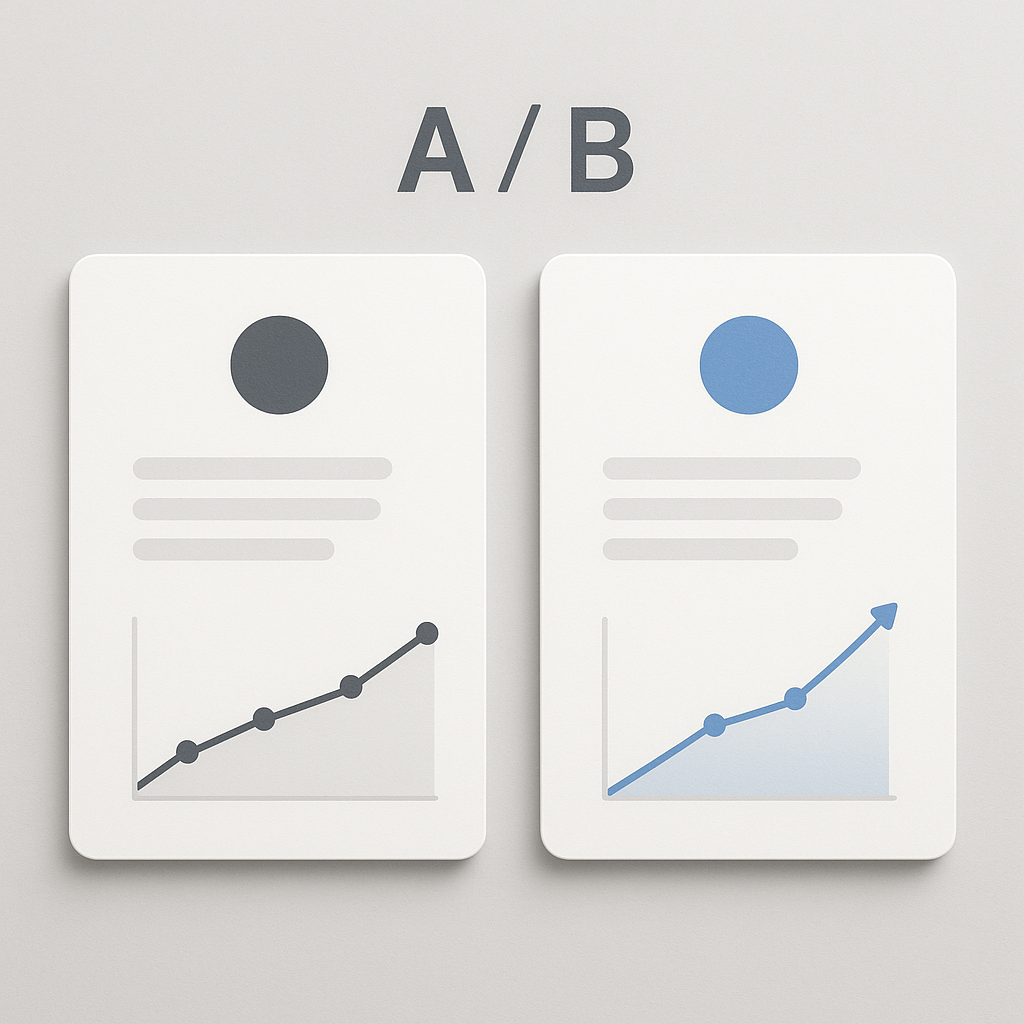 Clean visualization of A/B testing interface showing increased user engagement metrics with clear comparison between variants